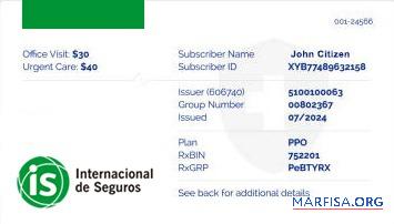 Realistic Panama health insurance card example